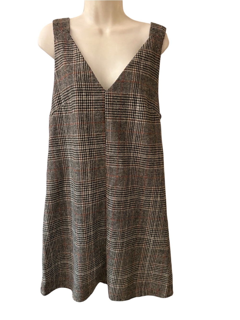 SHEIN Brown Plaid Shift Dress